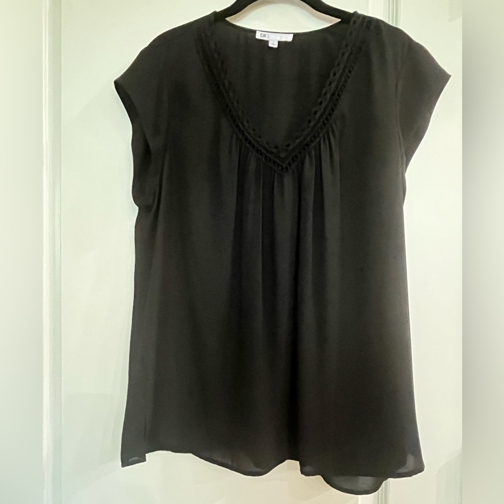 DR2 Black V-Neck Blouse
